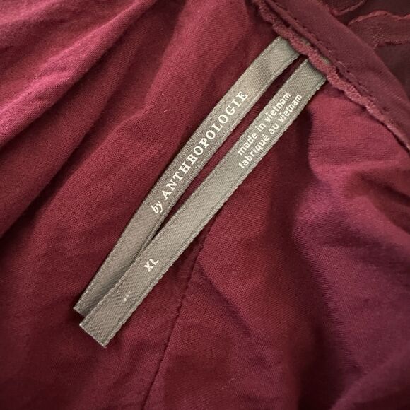 Anthropologie Toulon Pleated Swing Mini Dress Size XL Burgundy - Picture 9 of 10